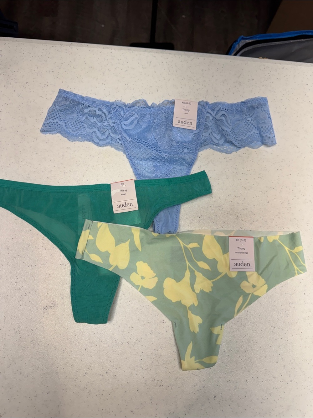 Auden ‎ 3-Pack Thong Underwear - Light Blue, Teal, Green Floral